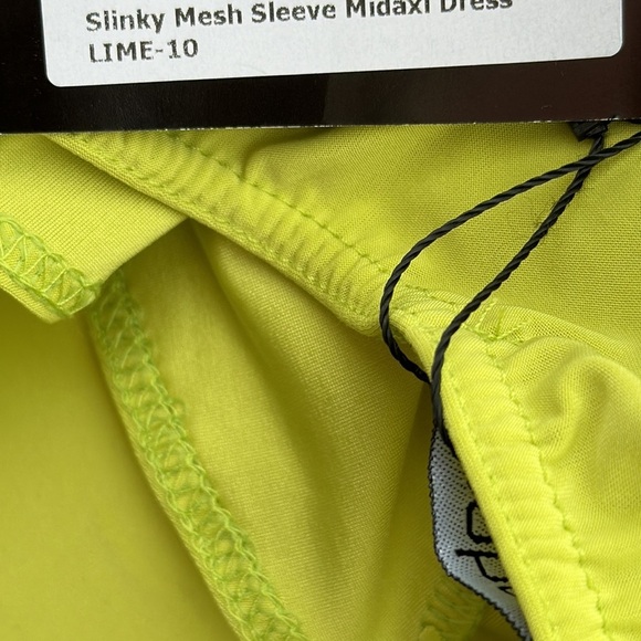 Boohoo Silky Mesh Sleeve Midaxi Women’s Dress Lime Size 10 - Picture 13 of 13